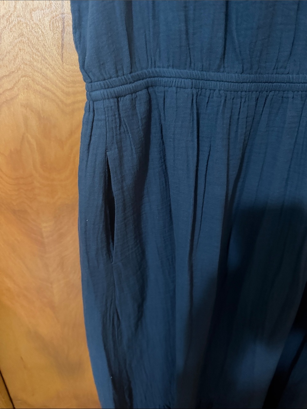Pact organic coastal double gauze tiered midi dress size xl navy blue like new - Picture 2 of 5